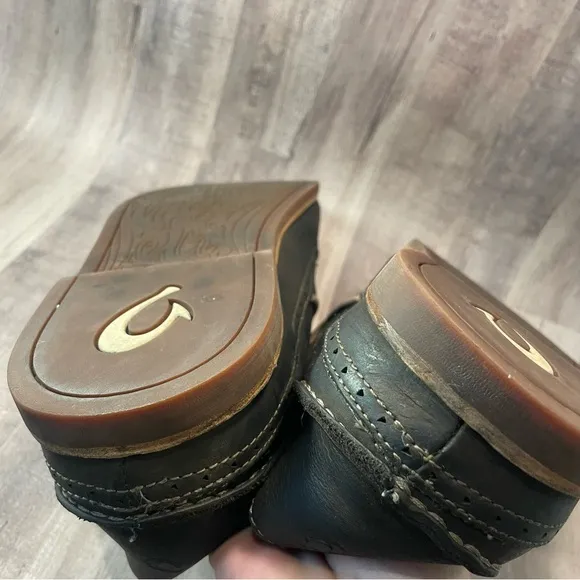 OluKai Honolulu Men's Brown Leather Slip Ons Casual Shoes Sz 12