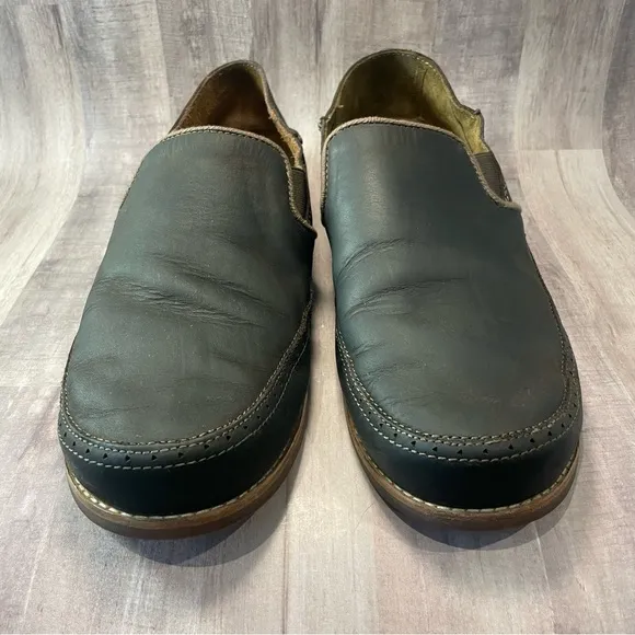 OluKai Honolulu Men's Brown Leather Slip Ons Casual Shoes Sz 12
