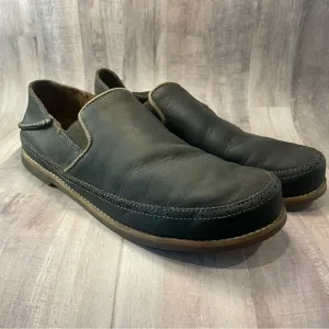 OluKai Honolulu Men's Brown Leather Slip Ons Casual Shoes Sz 12