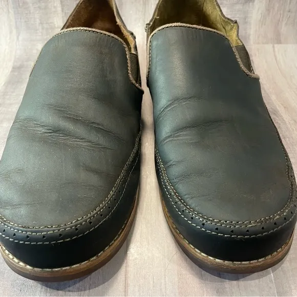 OluKai Honolulu Men's Brown Leather Slip Ons Casual Shoes Sz 12