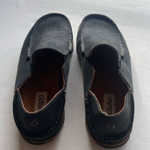 Olukai Men's Black Leather Loafers Moloa Men’s size 9.5