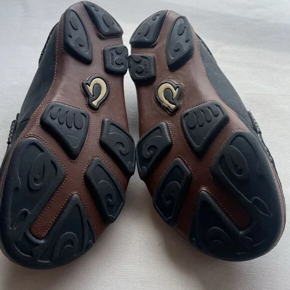 Olukai Men's Black Leather Loafers Moloa Men’s size 9.5