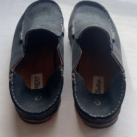Olukai Men's Black Leather Loafers Moloa Men’s size 9.5