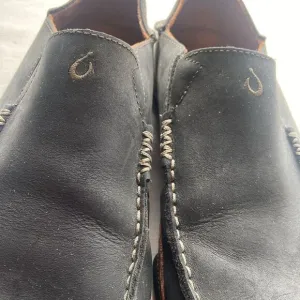 Olukai Men's Black Leather Loafers Moloa Men’s size 9.5