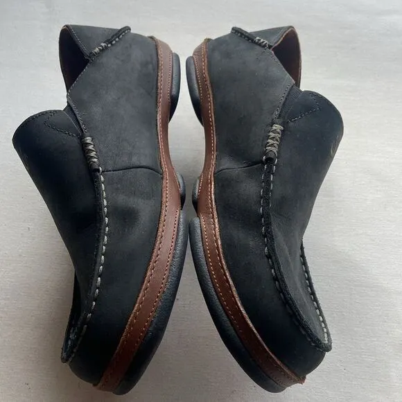 Olukai Men's Black Leather Loafers Moloa Men’s size 9.5