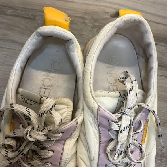 Oncept Tokyo White Cloud Sneakers Speckled Sole Lace-Up Casual Shoes Size 8