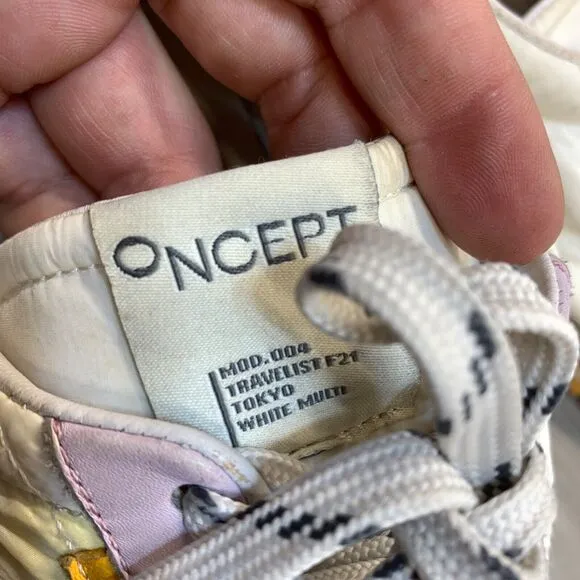Oncept Tokyo White Cloud Sneakers Speckled Sole Lace-Up Casual Shoes Size 8