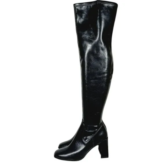 Open Edit Over the Knee Faux Leather Boots Size 7 NEW