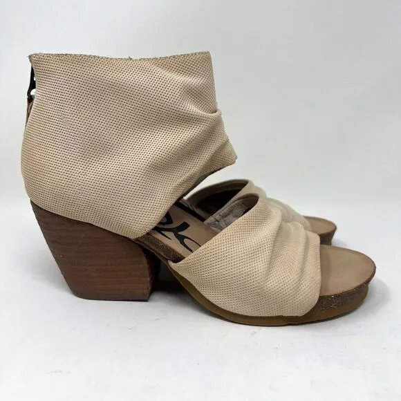 OTBT Patchouli Sandals Tan Leather Gladiator Heel Booties Peep Toe Zip Size 6.5