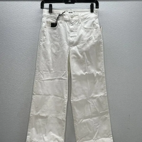 Paige Women's Anessa Wide Leg Jeans White Size 25 – Raw Hem, High Rise - NWT