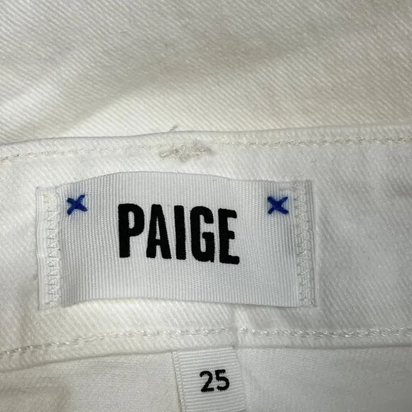 Paige Women's Anessa Wide Leg Jeans White Size 25 – Raw Hem, High Rise - NWT