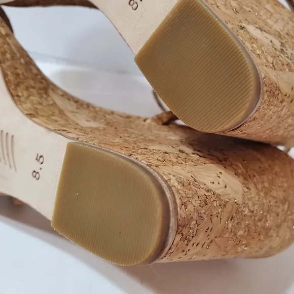PAIGE Women's Shelby Cork Wedge Sandals Neutral Size 8.5