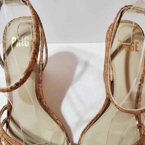 PAIGE Women's Shelby Cork Wedge Sandals Neutral Size 8.5