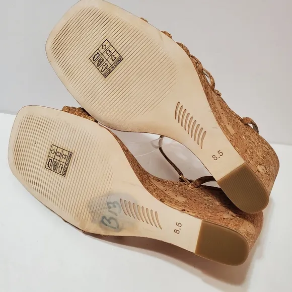 PAIGE Women's Shelby Cork Wedge Sandals Neutral Size 8.5