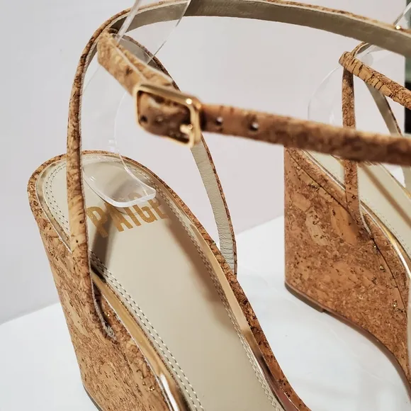 PAIGE Women's Shelby Cork Wedge Sandals Neutral Size 8.5