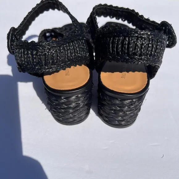 Palamo Barcelo Black Block Heel Ankle Strap Closure Sandals Size 40