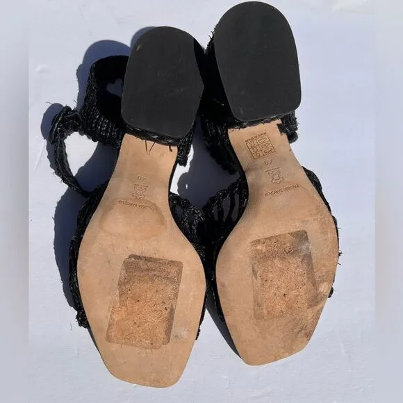 Palamo Barcelo Black Block Heel Ankle Strap Closure Sandals Size 40