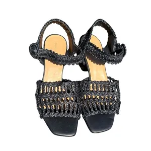 Palamo Barcelo Black Block Heel Ankle Strap Closure Sandals Size 40