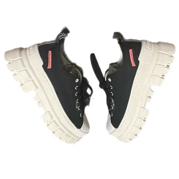Palladium Revolt Lo Tx Black &amp; White Platform Shoes