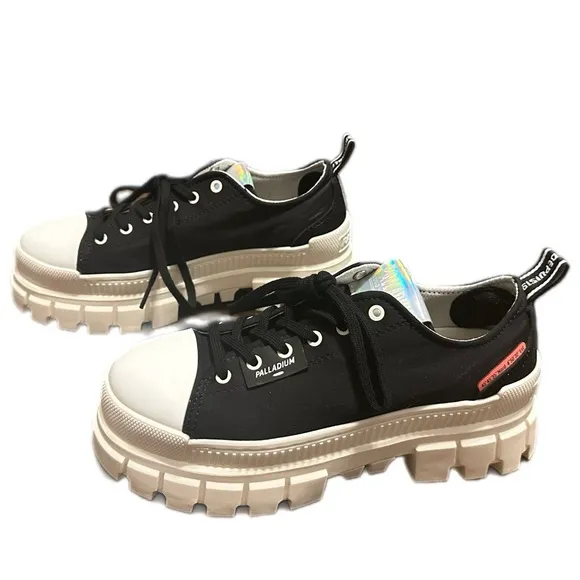 Palladium Revolt Lo Tx Black &amp; White Platform Shoes