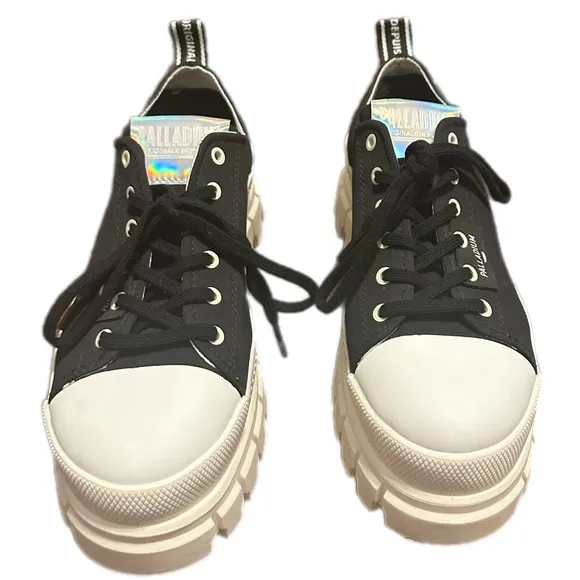 Palladium Revolt Lo Tx Black &amp; White Platform Shoes