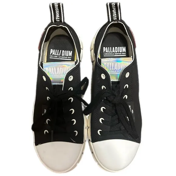 Palladium Revolt Lo Tx Black &amp; White Platform Shoes