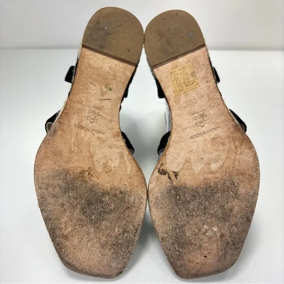 Paloma Barcelo Black Suede Strappy Espadrille Wedge Sandals Size 38