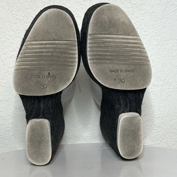 PALOMA BARCELO CONCHITA WHITE LEATHER BLACK ESPADRILLE PLATFORM WEDGE SANDALS