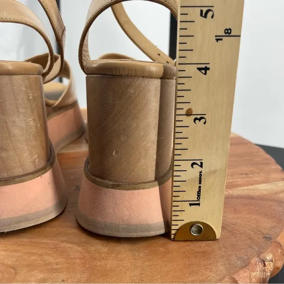 Paloma Barcelo Giselle Wedge Sandals blush pink sz 40 US 9.5 ankle strap tan