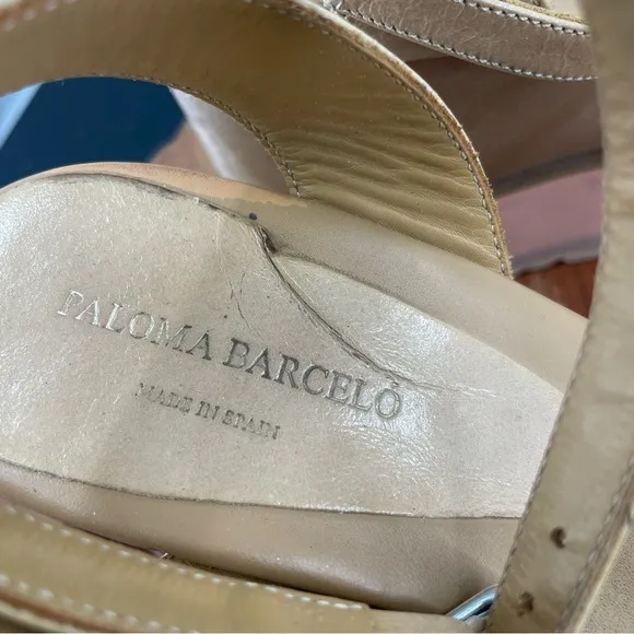 Paloma Barcelo Giselle Wedge Sandals blush pink sz 40 US 9.5 ankle strap tan
