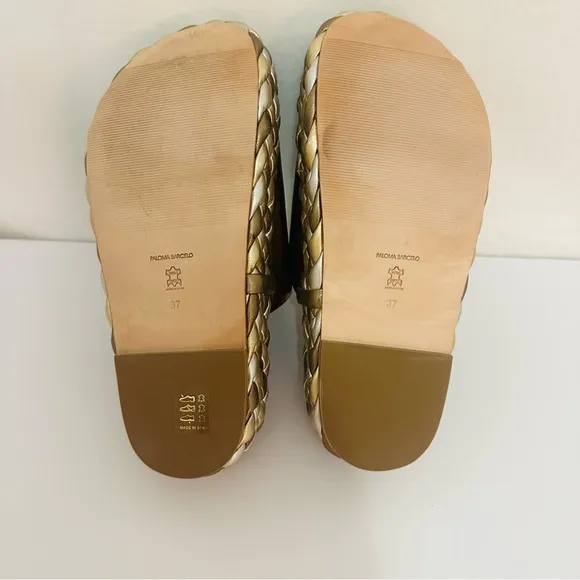 Paloma Barcelo Pewter/gold/silver woven platform slides European Size 37-SZ 7 US