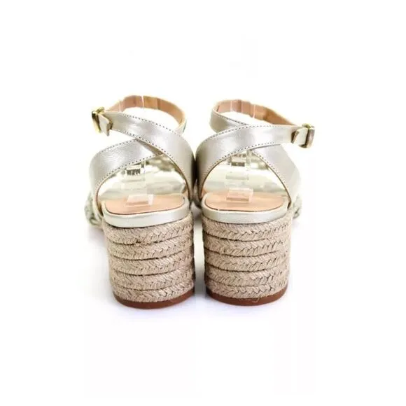 Paloma Barcelo Vania Metallic Gold Leather Knotted Cage Heeled Sandals IT 41