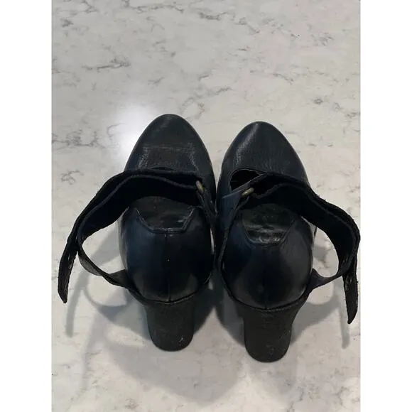 Paola Ferri‎ Women’s Leather Wedge Heels Shoes Size 7 Black Comfort Round Toe