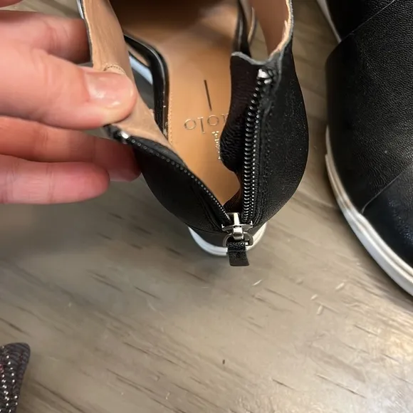PAOLO BLACK WEDGE SANDALS 8