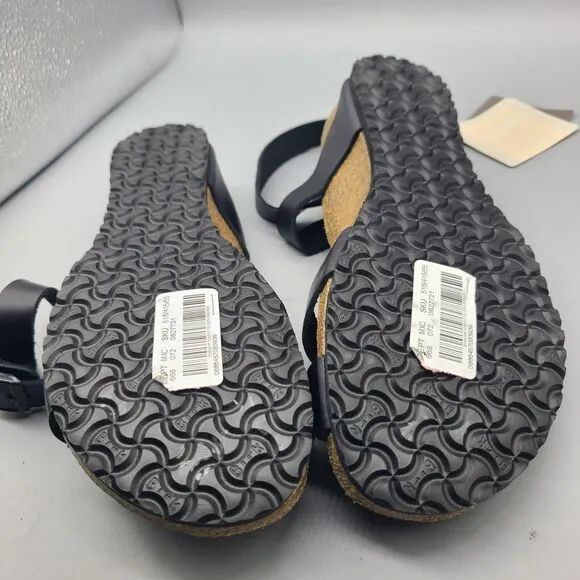 Papillio Birkenstock Size 9/ 40 Lola Wedge Sandals Black Leather Low Wedge New