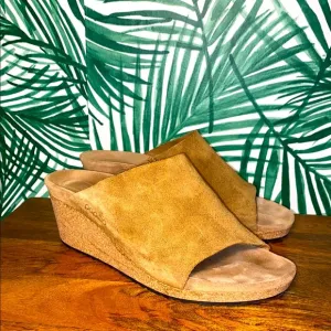 Papillio Namica Tan Suede Leather Wedge Sandals Women’s Size 10