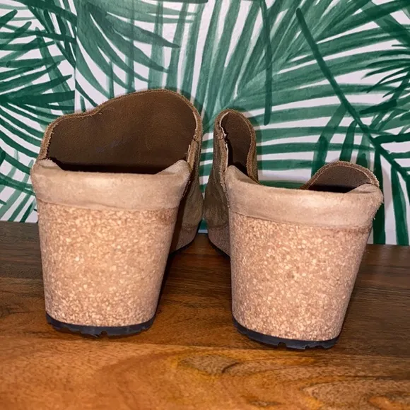 Papillio Namica Tan Suede Leather Wedge Sandals Women’s Size 10