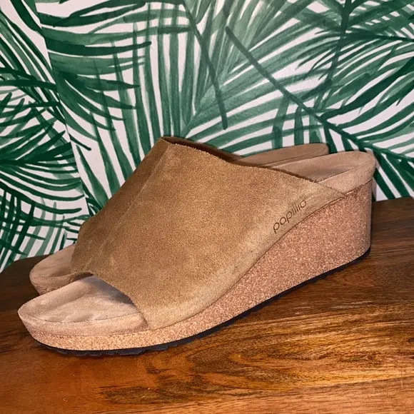 Papillio Namica Tan Suede Leather Wedge Sandals Women’s Size 10