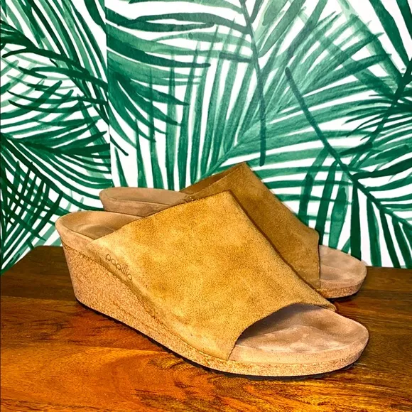Papillio Namica Tan Suede Leather Wedge Sandals Women’s Size 10