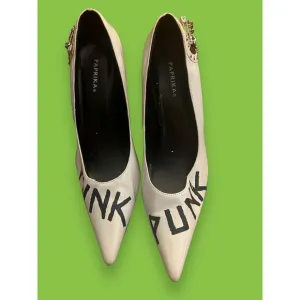 Paprika Women’s Punk High Heels Pumps Pointed Toe Low Heel Stilettos Shoes 8.5