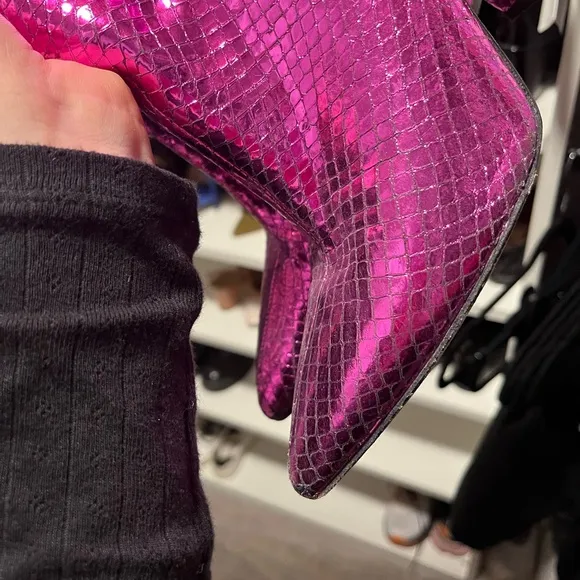 Paris Texas pink metallic fuschia snake cowgirl Atlanta boots block heel 38.5