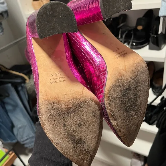 Paris Texas pink metallic fuschia snake cowgirl Atlanta boots block heel 38.5