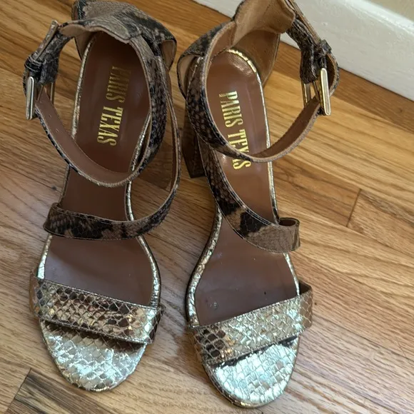 Paris Texas Snakeskin Embossed Sandals, size 37.5