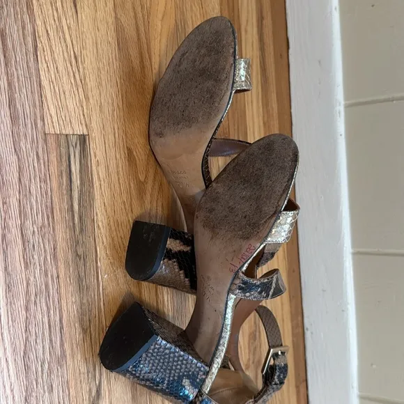 Paris Texas Snakeskin Embossed Sandals, size 37.5