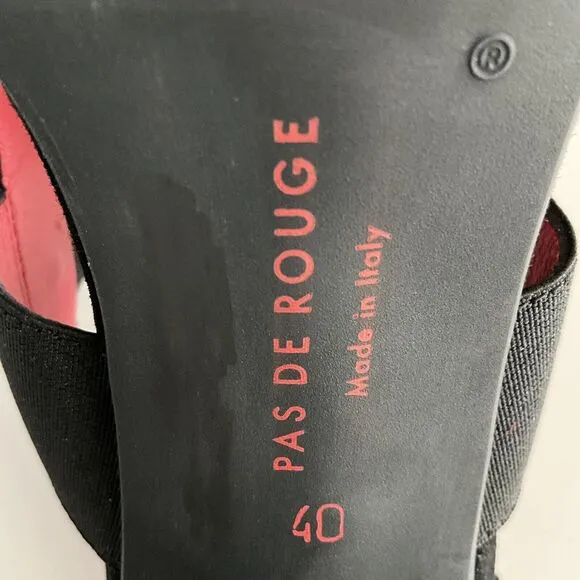 PAS DE ROUGE Sandals Women 40 US 10M Black Suede Open-toe Block Heel