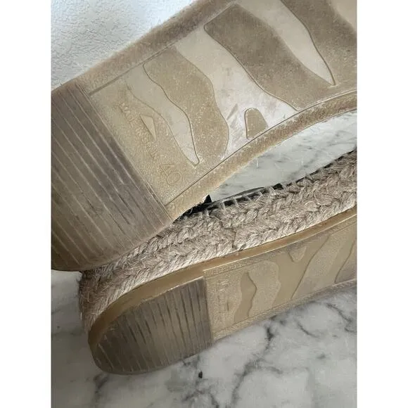 Paseart Espadrille Platform Sandals Size 40 US 9 Black Natural Beige