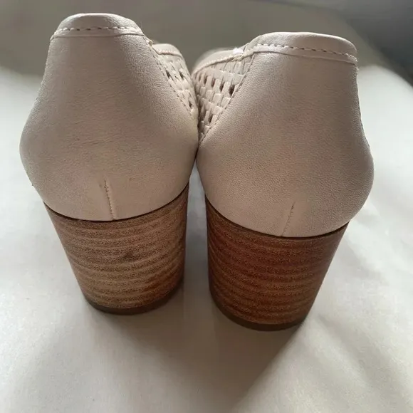 Patricia Nash Shoes WomensAllegra Woven Leather BlockHeel Pumps Cream Size 10