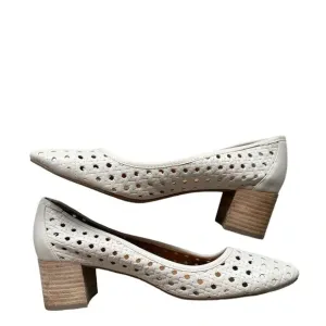 Patricia Nash Shoes WomensAllegra Woven Leather BlockHeel Pumps Cream Size 10