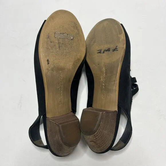 Paul Geen Black Mattie Slingback Sandals Woven US Size 8.5 Quality Casual