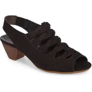 Paul Geen Black Mattie Slingback Sandals Woven US Size 8.5 Quality Casual